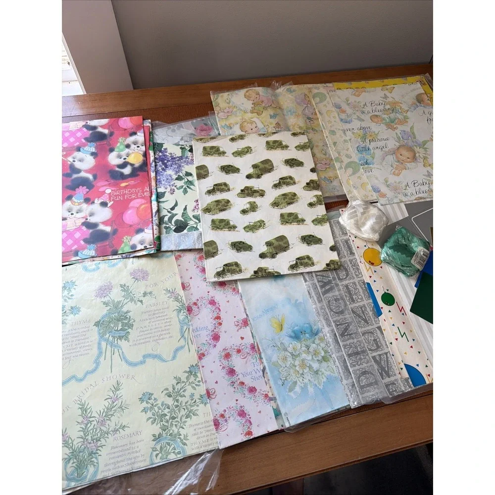 Vintage Gift Wrap Wedding Birthday Kids Baby Mixed Lot NOS Sealed +Partial Pkgs